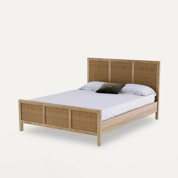 Fibsen Solid Wood Rattan Bed