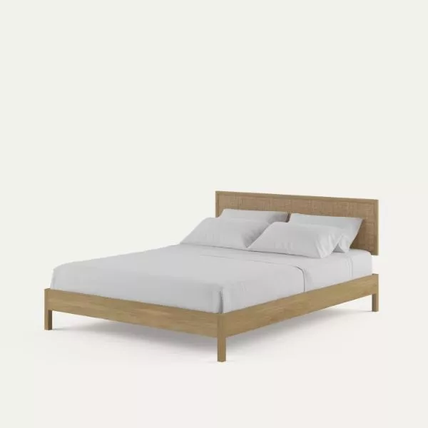 Eburnean Solid Wood Rattan Bed