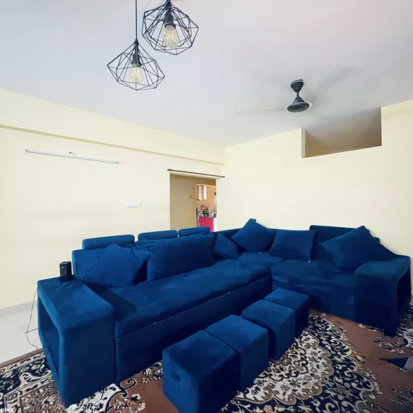 7 Sweater Sofa Cum Bed + 4 Seating Puffies + 6 Cushions