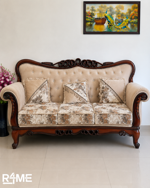Malaysian wood elegant sofa set of 3 units on rent