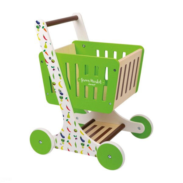Wooden shopping push cart trolley on rent