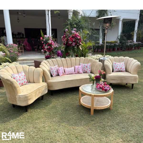 Beige Butterfly 3-Seater on rent