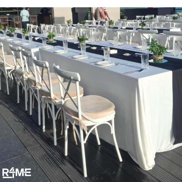 White Cross back Chiavari Chair on rent