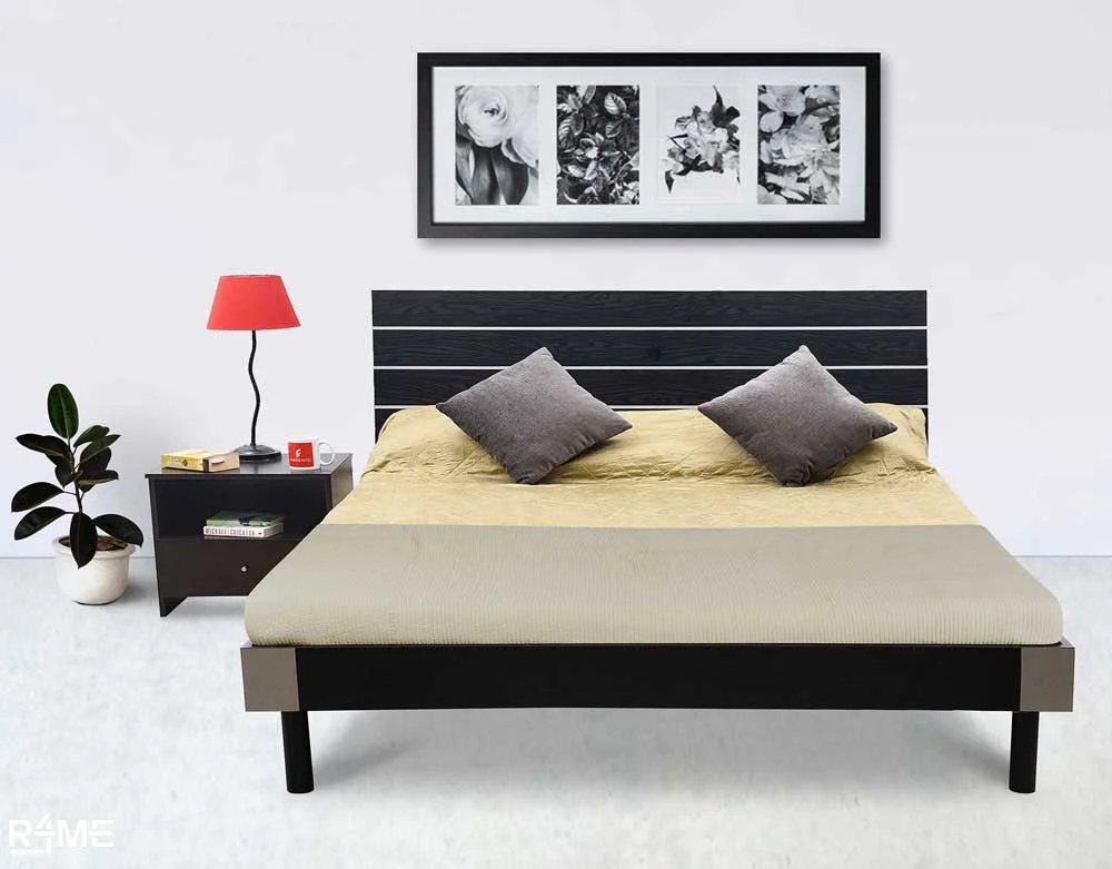 Amber Queen Double Bed With Mattress And Side Table