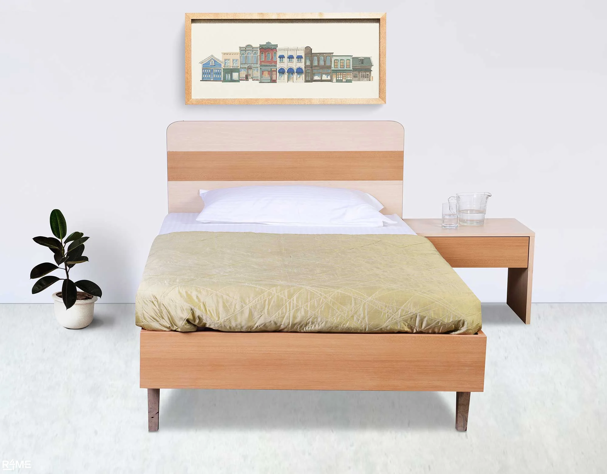 Argo Single Bed With Mattress And Side Table