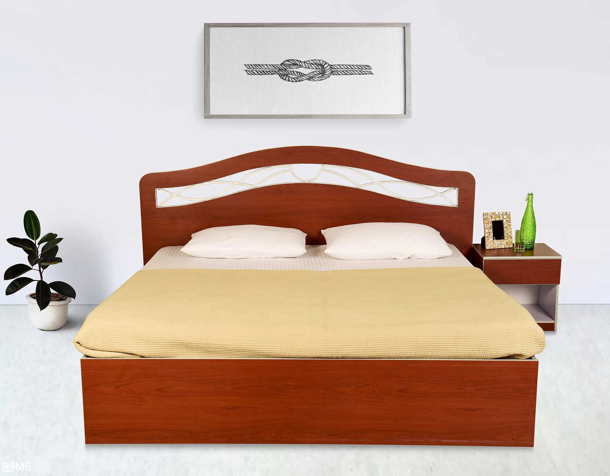 Arian King size Bed with Mattress and Side Table