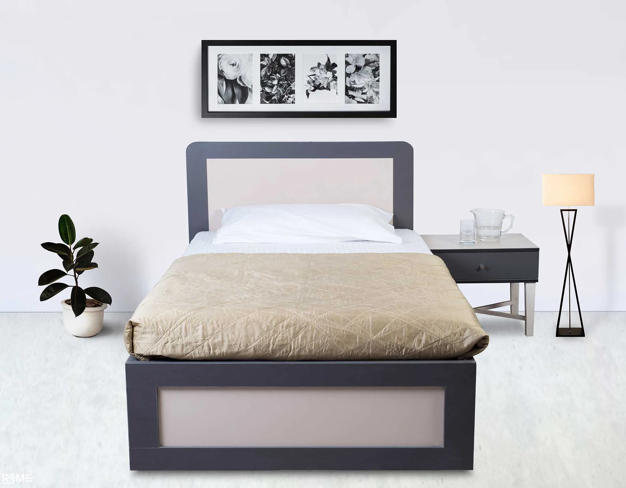 Asilo Single Bed with mattress and side table