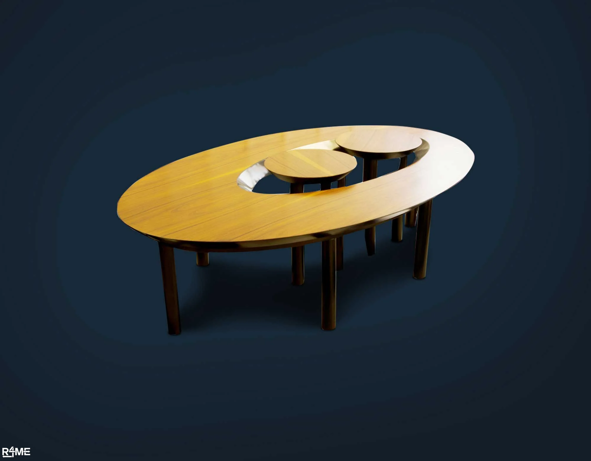 Elano Oval Center Table with Two Round Table on rent
