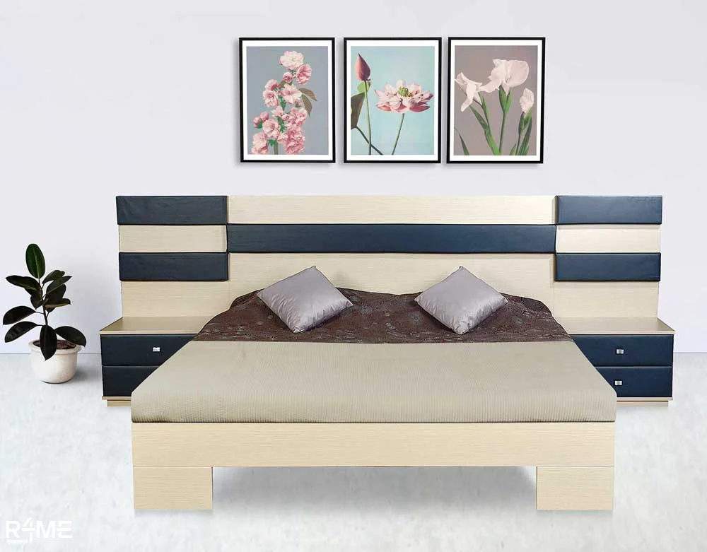 Grande King Bed with Mattress and Side Tables