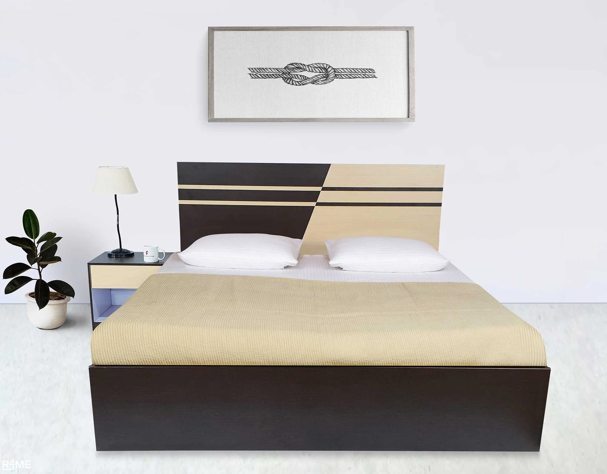 Hazel Queen Size bed with Mattress and Side Table