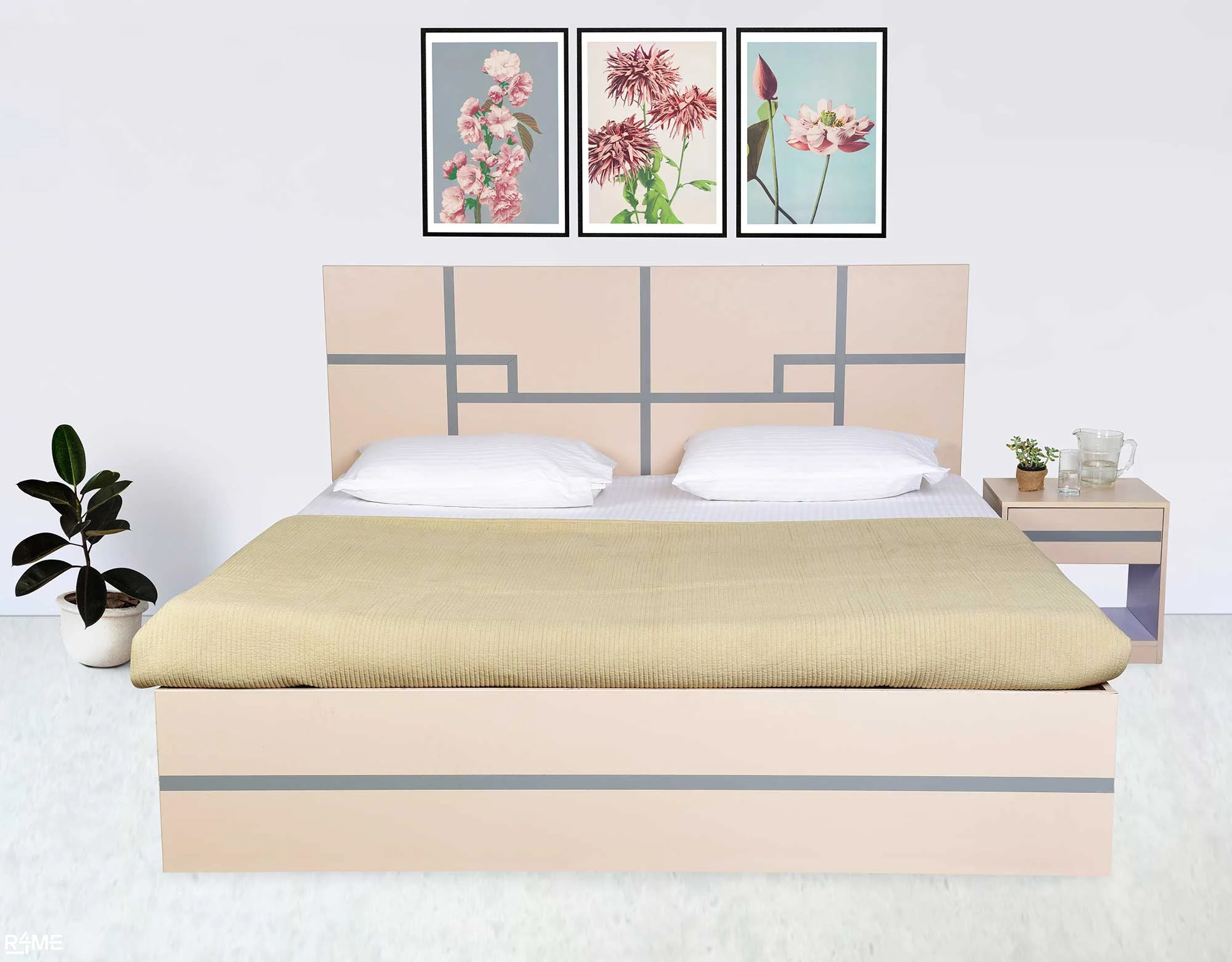 Nova King Size Bed with Mattress and Side table