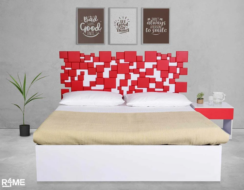 Rosso Queen size  Bed with Mattress and Side table on rent