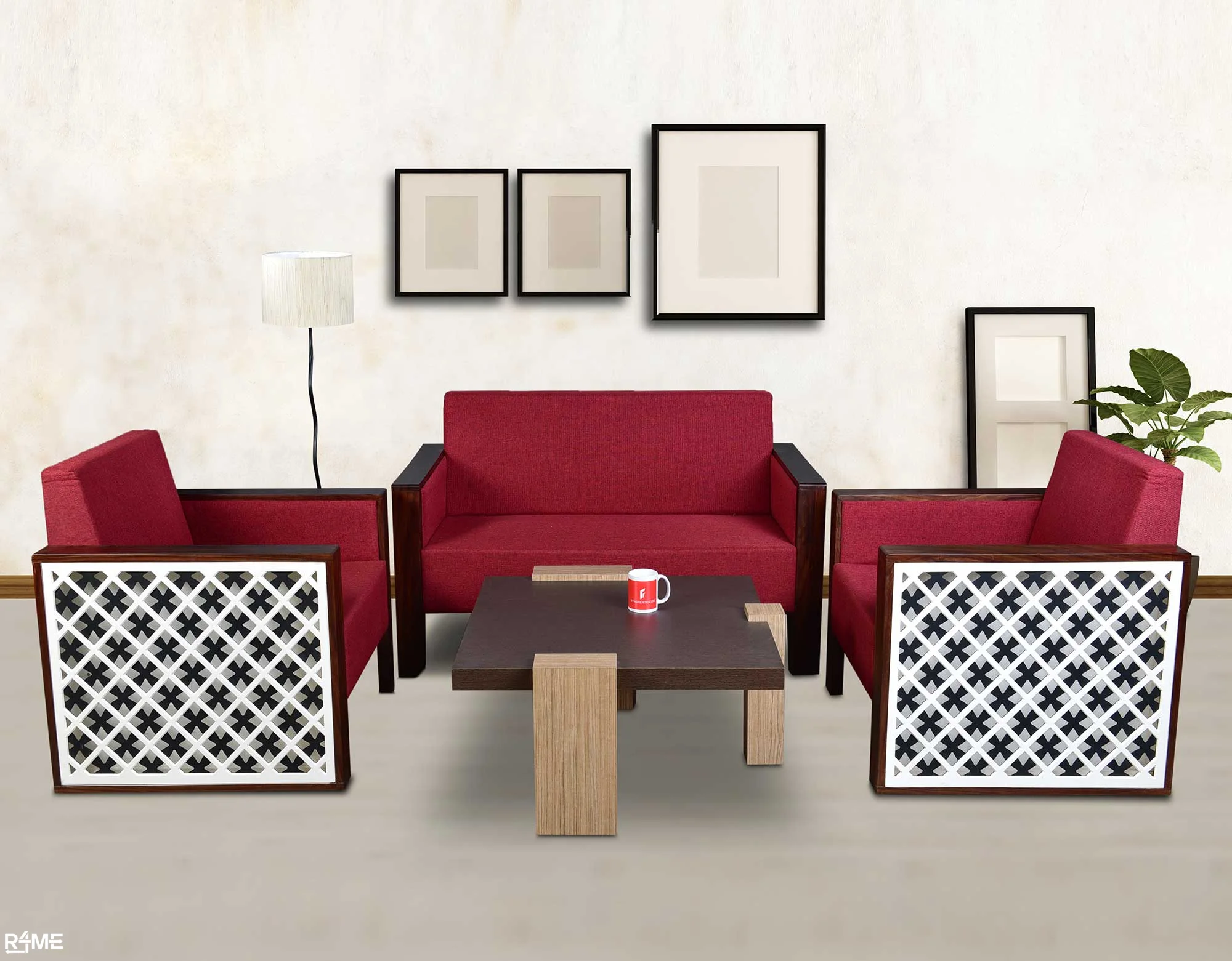 Stellar 2+1+1 Sofa Set (Maroon) on rent